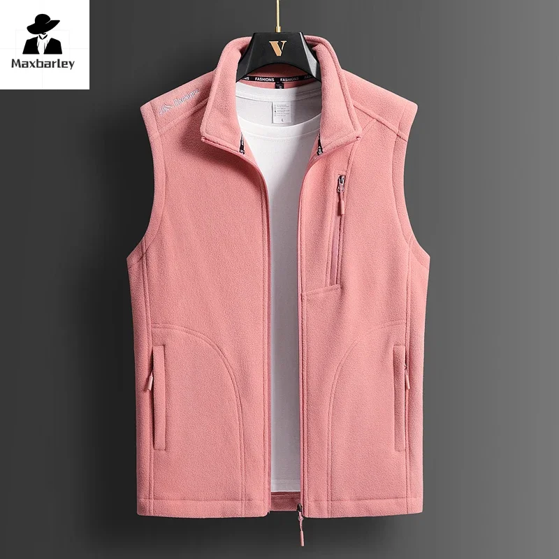 Winter Fleece Vest Men's 2024 Fashion Plus Size Warm Wool Sleeveless Coat Brand Clothing Couple's Outdoor Sports Vest Jacket 5XL