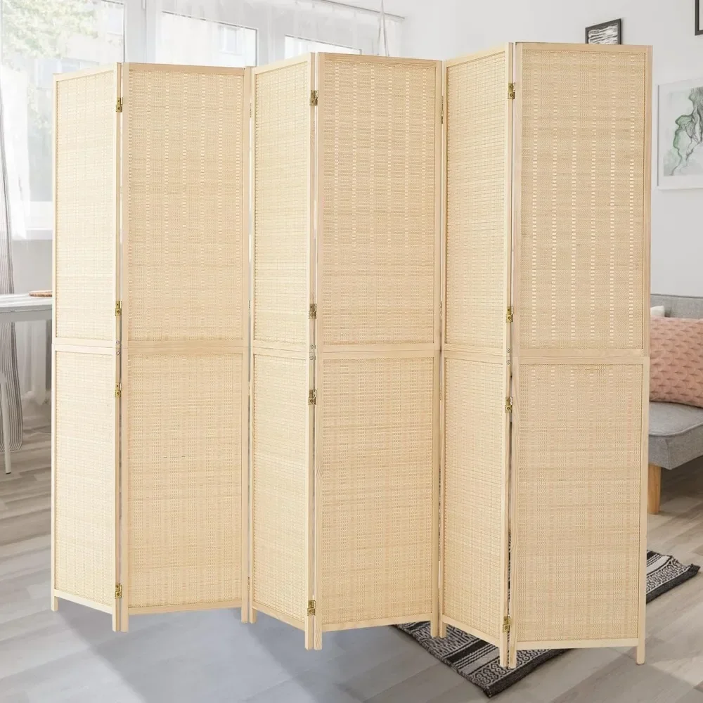 

Bamboo Room Divider, Folding Privacy Screen for Room Separation and Portable Freestanding Wall Partition