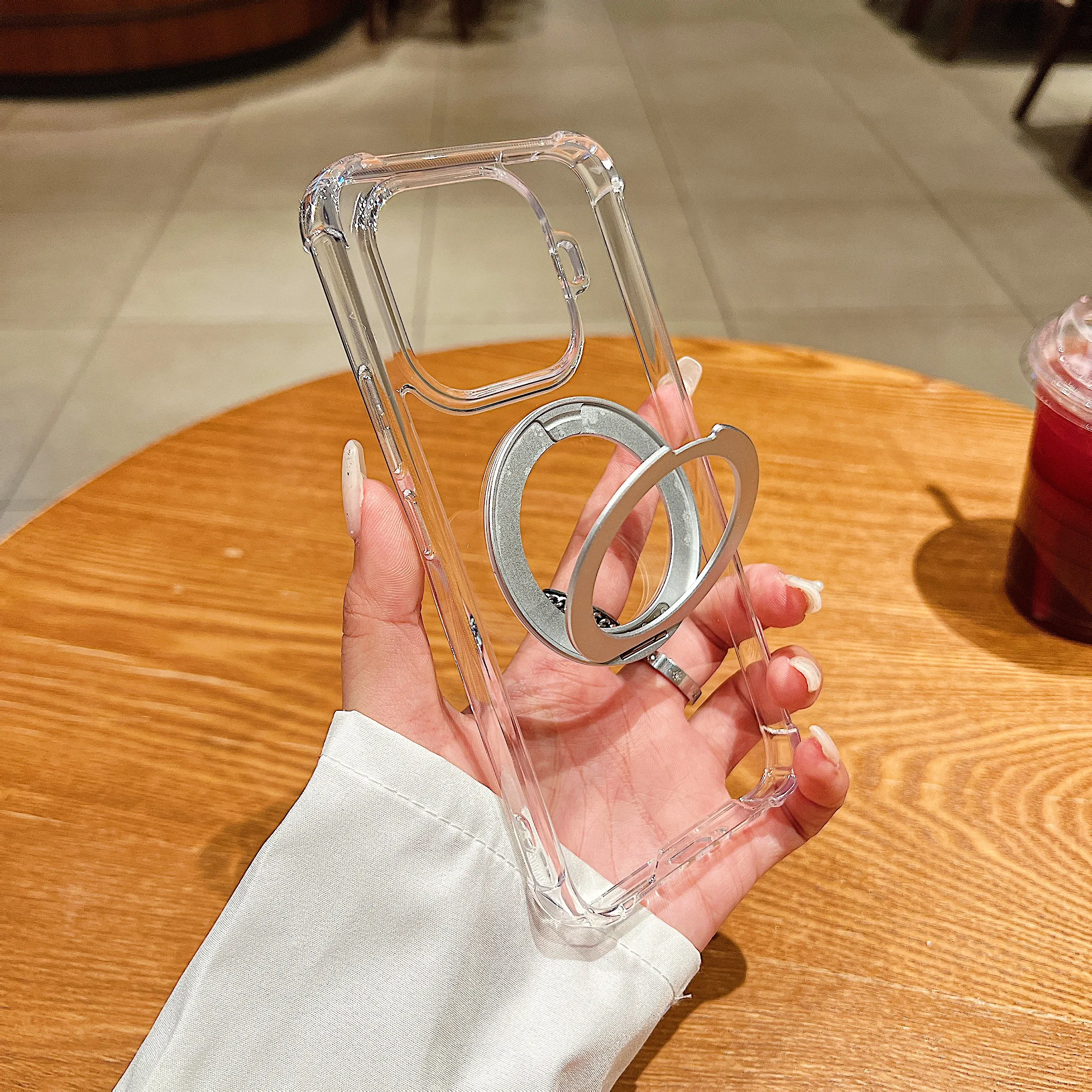 

Clear Wireless Charging Magnetic Rotate Kickstand Phone Case For Xiaomi 15T Pro Mi 14T Mi15 Mi14, Transparent Hard Back Cover