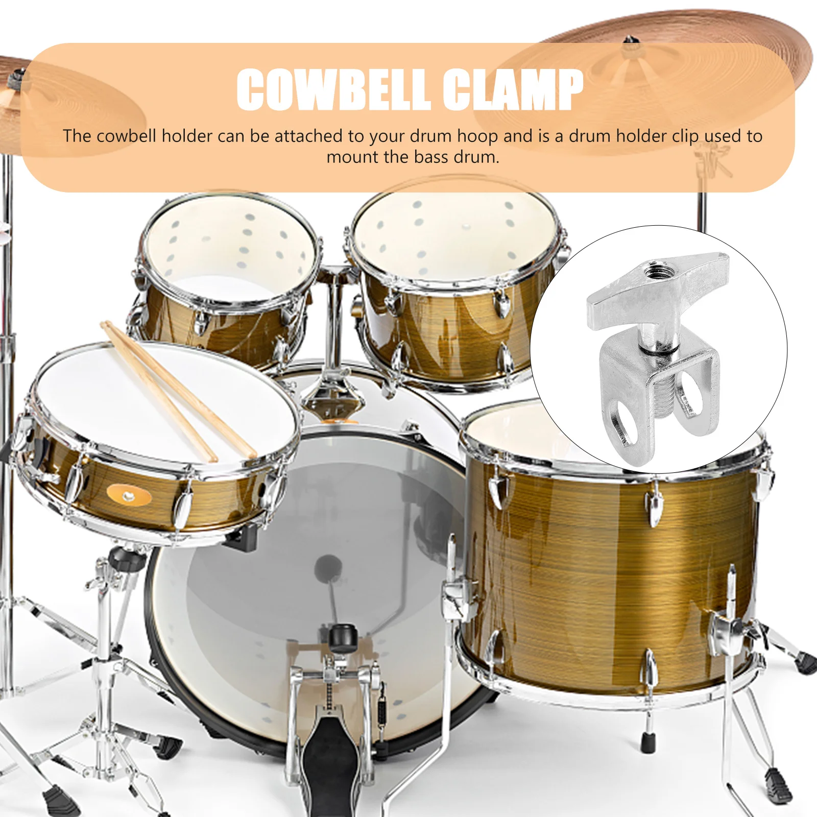 

Adjustable Mount Holder Clamp Extension Clip Durable Hard Material Fine Craftsmanship Kit Accessory Cowbell Connecting Clip