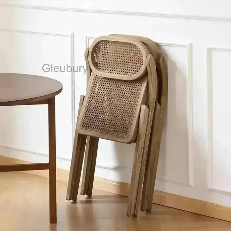 Chairs Set 2 Dining Retro Of Mid Century Kitchen Folding Dining Chairs Aesthetic Rattan Chaise Pliante Kitchen Furniture