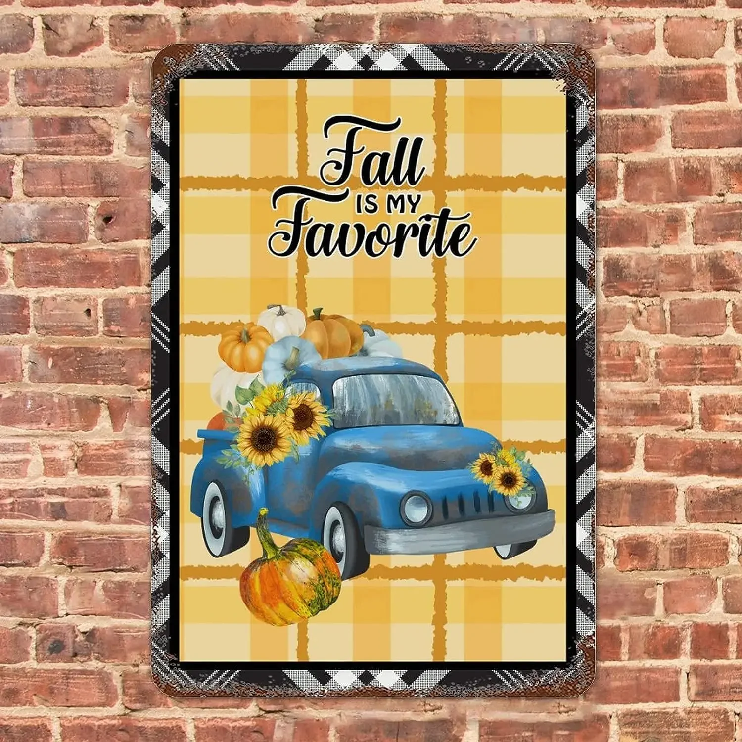 Fall is My Favorite Autumn Truck and Pumpkin Tin Signs Retro Funny Metal Sign Vintage Poster Wall Art for Kitchen Garden