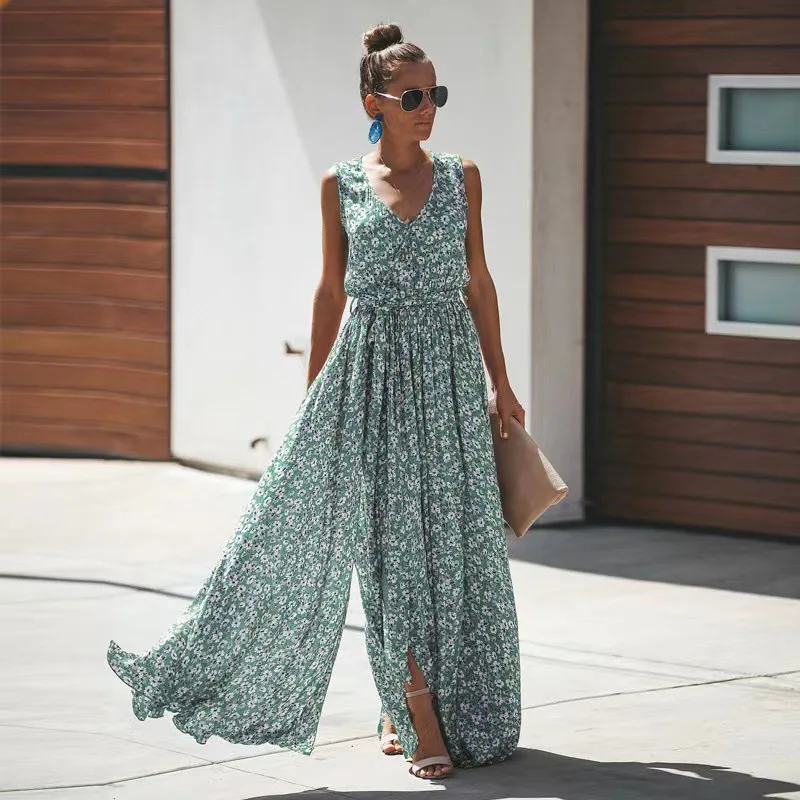

European and American New Style Export New Long Dress2025Bohemian Style Elegant Dress Deep Commuter Dress
