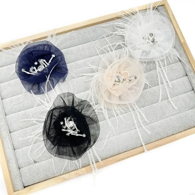 

270D Vintage Feathered Brooch Pin for Dinner Party Corsage Pin for Formal Occasion