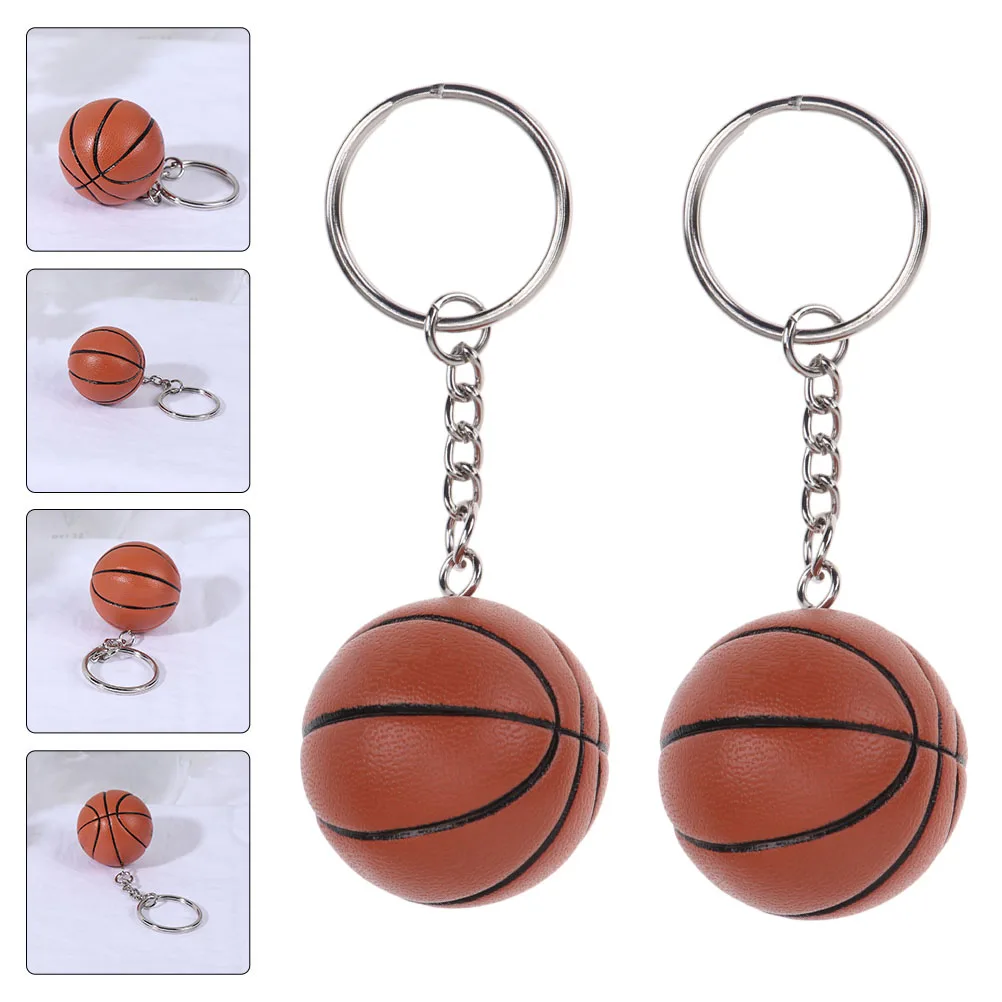 2 Pcs Mini Basketball Pendant Small Key Chains for Boys Simulation Keychain Favors Baby