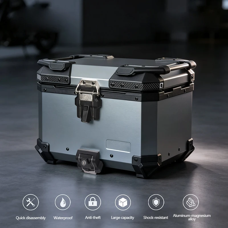 Aluminum Alloy Motorcycle Trunk, 45L Waterproof Quick-release Motorcycle Travel Trunk, Electric Bicycle Trunk