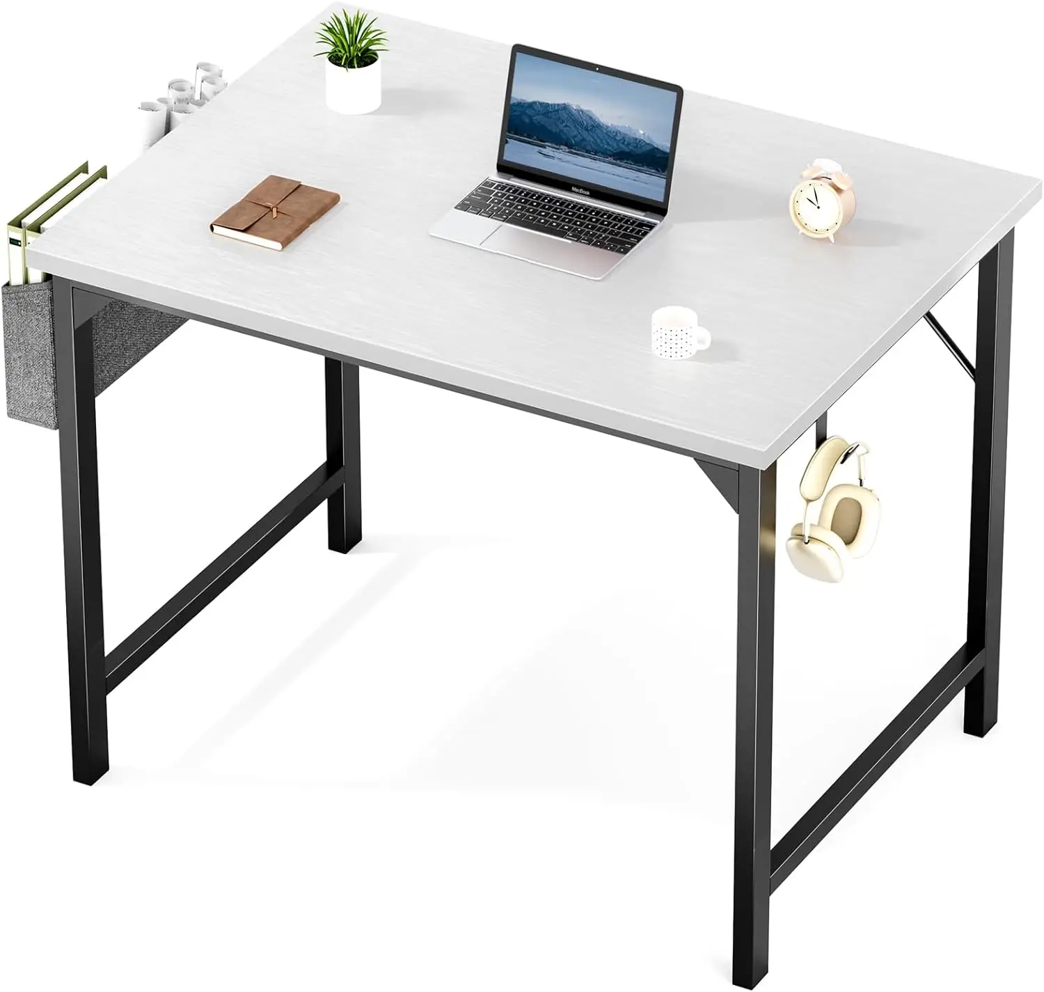 

JHK Computer Desk Writing Study Office Gaming Table Modern Simple Style Compact with Side Bag Headphone Hook Easy Assembly