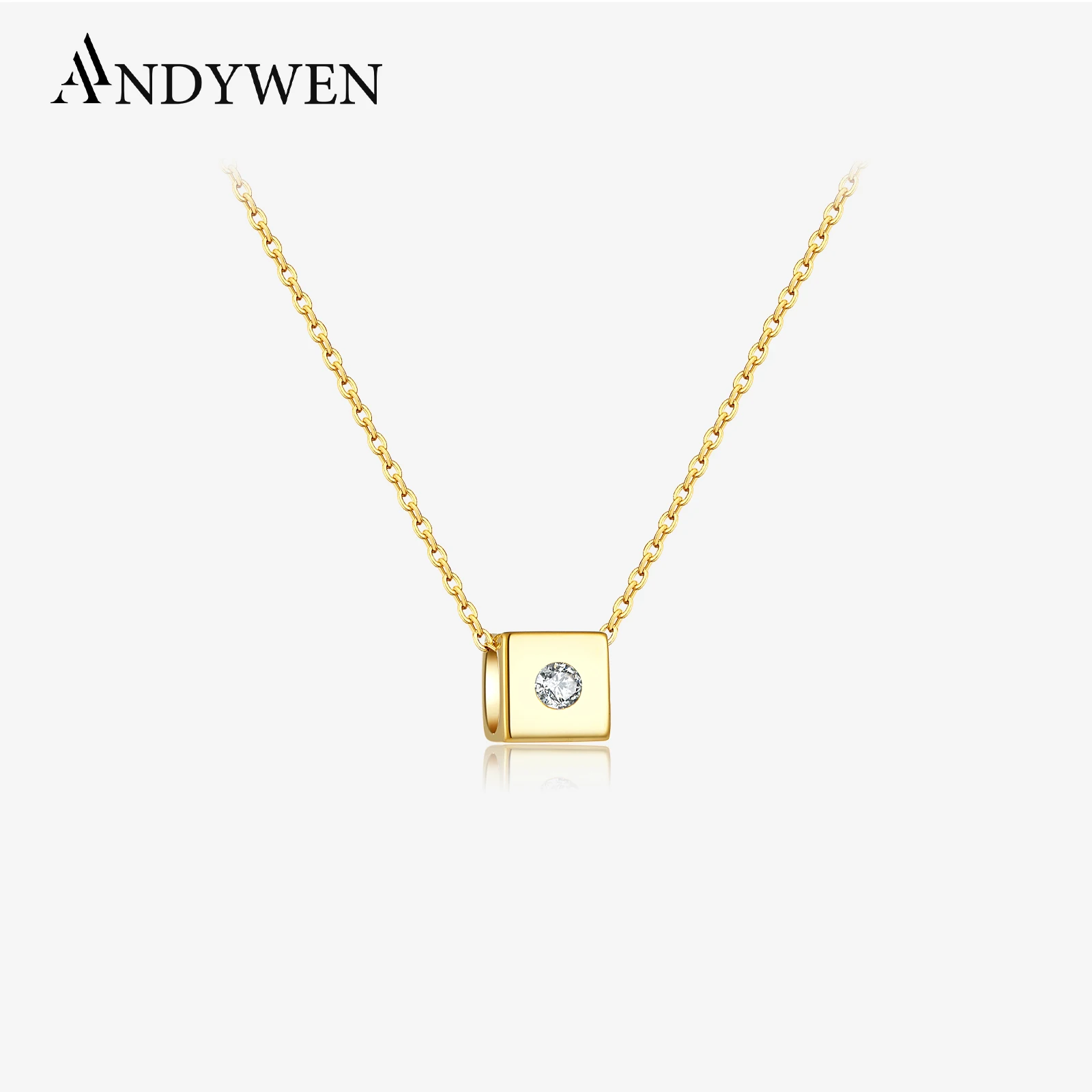 ANDYWEN Winter 925 Sterling Silver Gold Sieve Pendant Zircon Long Chain Necklace 2021 Fashion Fine Jewelry Small Gift Jewels