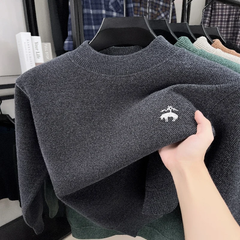 

High quality brand autumn and winter new knitted warm sweater personalized men's classic brand embroidered fashionable pullover