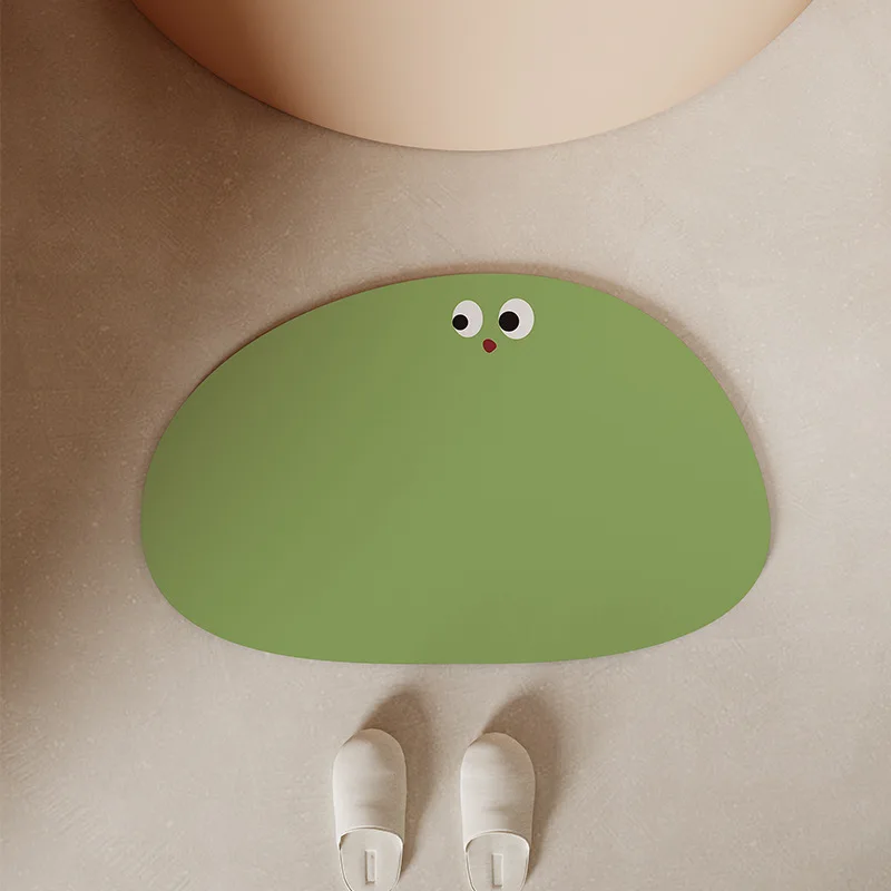 VIKAMA Simple and Funny Carpet Bathroom Absorbent Non-Slip Mat Soft Diatom Mud Shaped Door Mat Cartoon Home Decorative Foot Mat