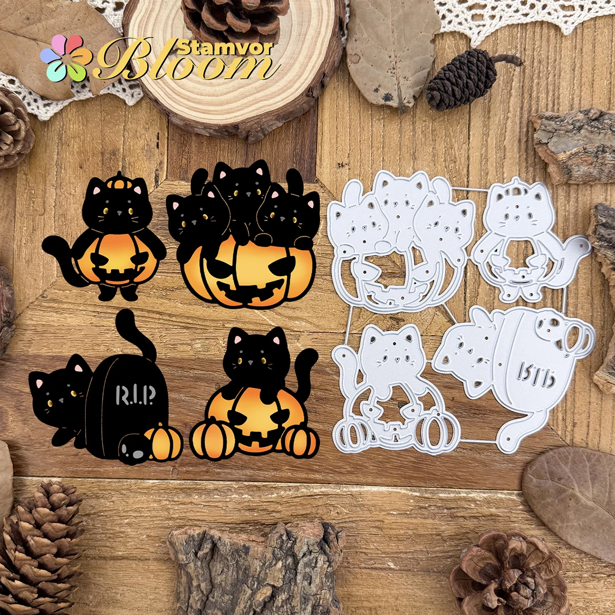 Original schöne Halloween Kürbisse Katzen Metall Stanzformen Scrapbooking dekorative Prägung