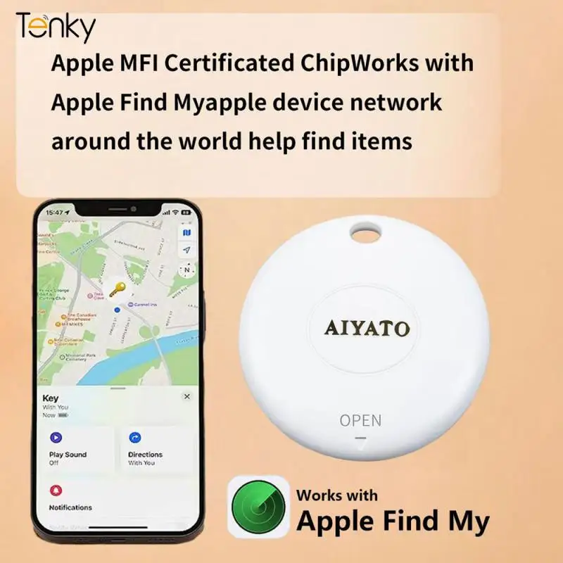 Impermeável Mini Smart Tag, Localizadores Anti Loss, Rastreador GPS, Adequado para FindMy To Location, Chaves do carro, Animais de estimação, Crianças idosas