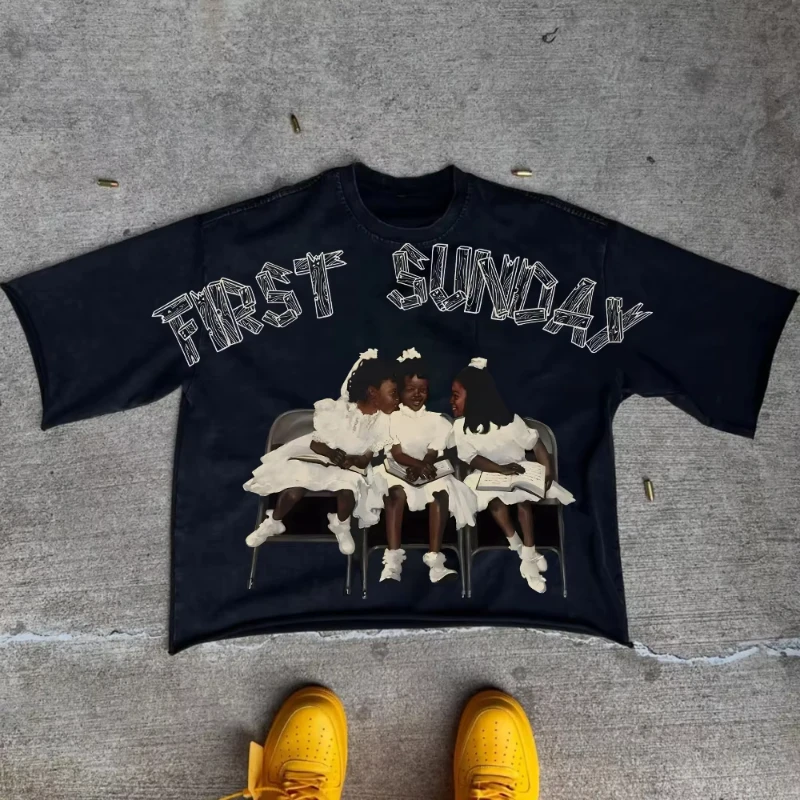 

Graphic T-shirt Men Women Vintage Top Hip Hop Streetwear Oversized Tshirt Short Sleeve Casual Clothing Summer Fashion Trendy Tee