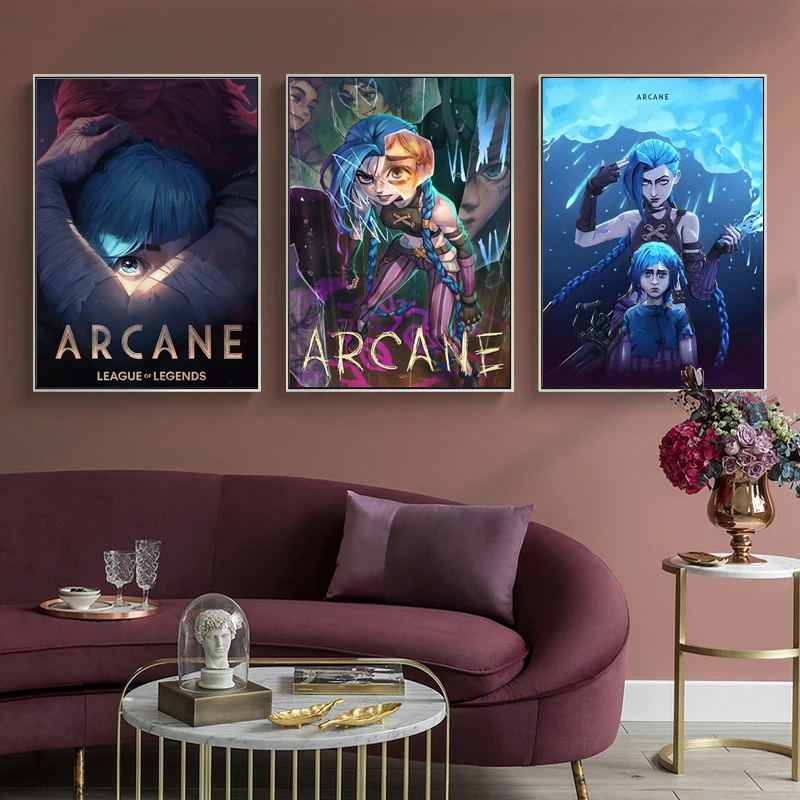 League of Legends The First Animated Drama Arcane Jinx Canvas Painting Poster and Print Wall Art for Bedroom Playroom Decoration