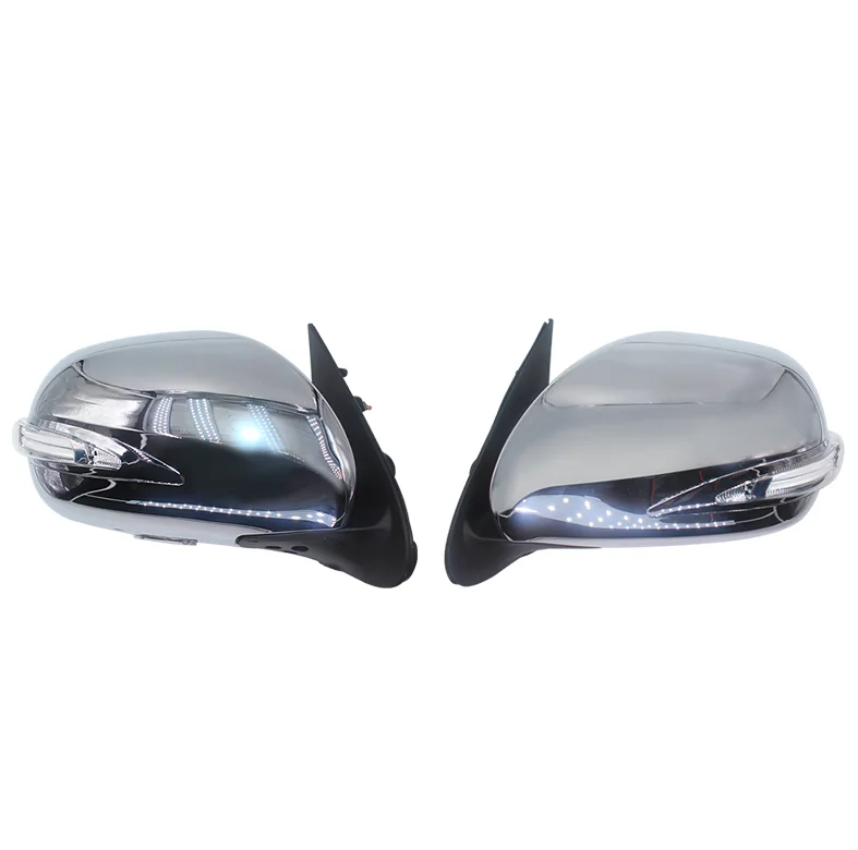 Chrome Electric Reflector Rearview Mirror Side Mirror Exterior With Led Light For Toyotas Hiace