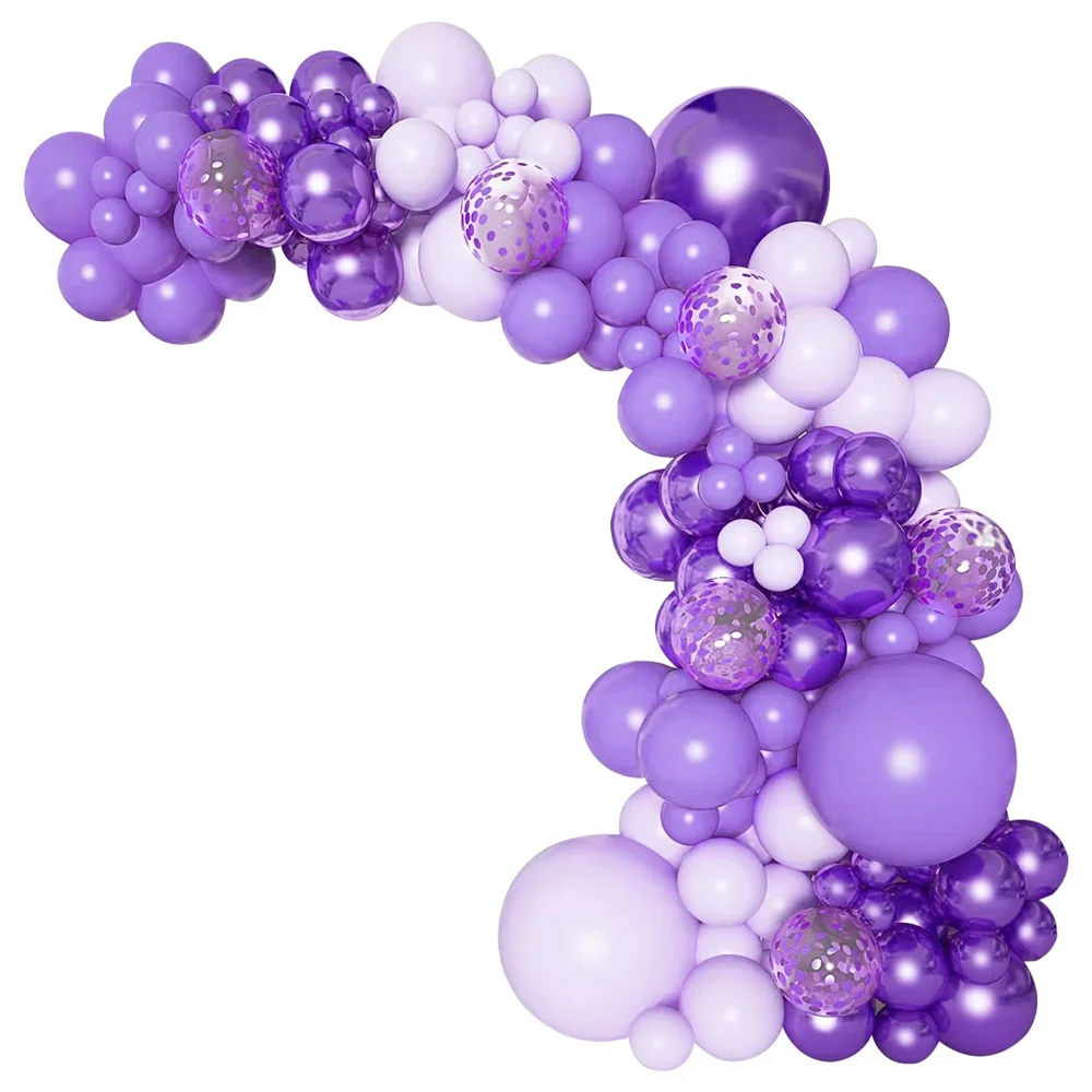 106pcs Purple Balloon Garland Arch Kit Wedding Happy Birthday Party Decoration Metallic Sequin Confetti Baloon Baby Shower Globo