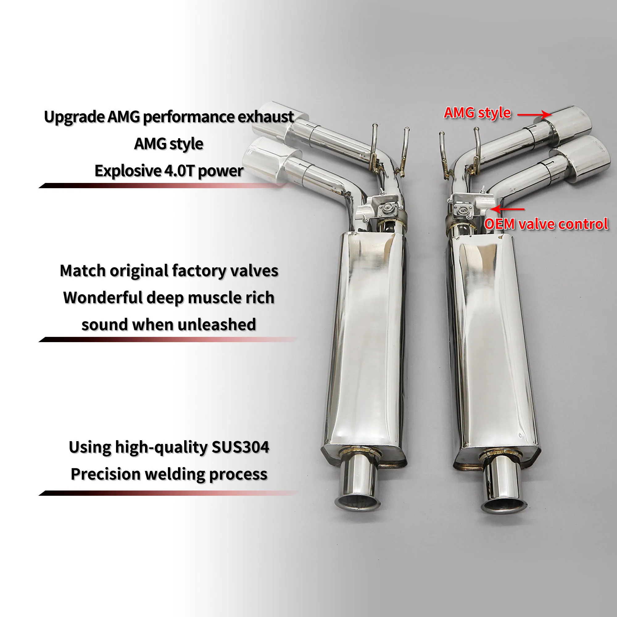 

HEO Customized Catback Exhaust for Mercedes Benz G500 W464 Muffler With Square Tips 304ss Tuned Exhaust Performance