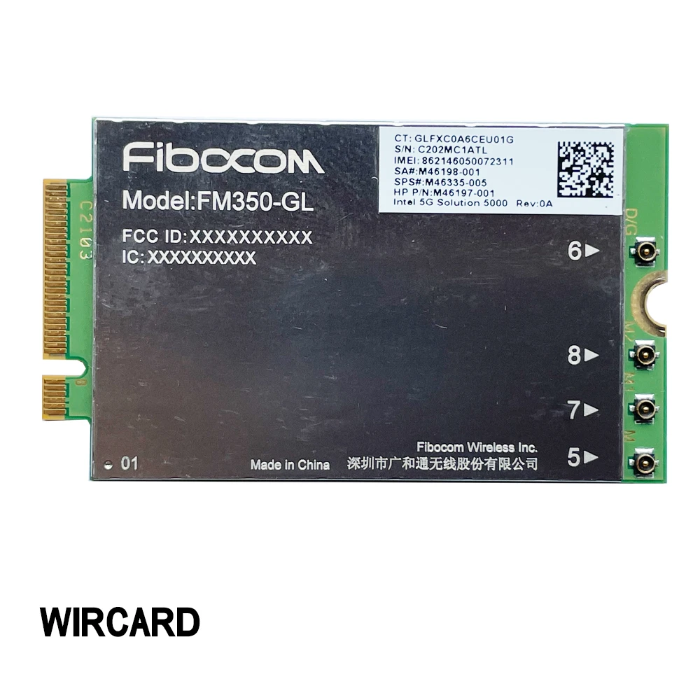 WIRCARD FM350-GL 5G NR Sub6  M.2 Module For HP X360 830 840 850 G7 Laptop 5G LTE WCDMA 4x4 MIMO GNSS Module