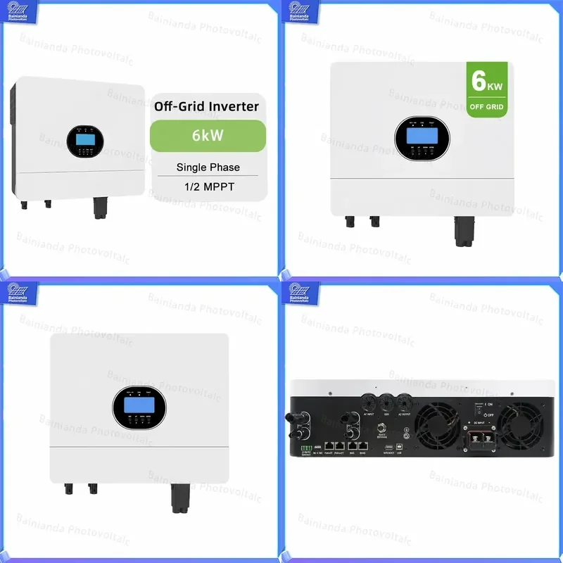 6000W Off Grid Solar Inverter Single Phase 48V Pure Sine Wave Hybrid PV Power Converter Max 8000W PV Input Home Energy