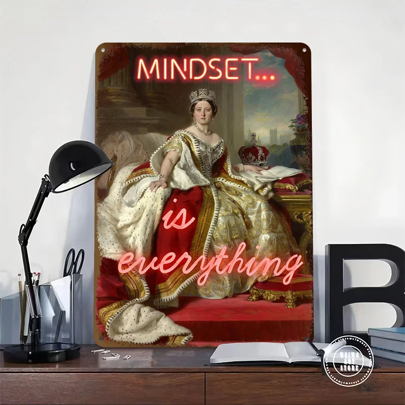 Mindset Is Everything Metal Poster Customized Wall Art Retro Vintage Metal Tin Signs for Room Ornaments Office Decoration Gaming