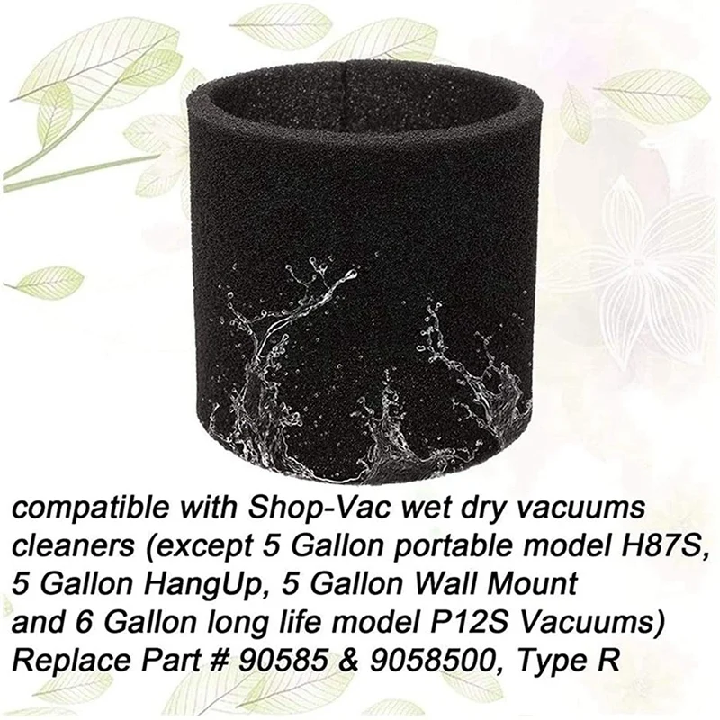 Foam Sleeve Filter For Shop-Vac 90304 90350 90333 For Most Wet/Dry Vacuum Cleaners 5 Gallon And Above 90304 90585