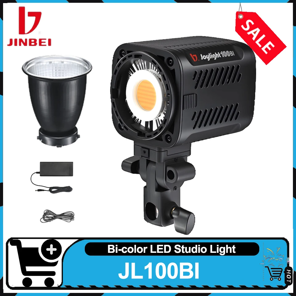 Jinbei jl100bi 100w 2700-6500k luz de vídeo led bicolor 9 efeitos de iluminação criativos cri 96 iluminação de preenchimento para transmissão ao vivo