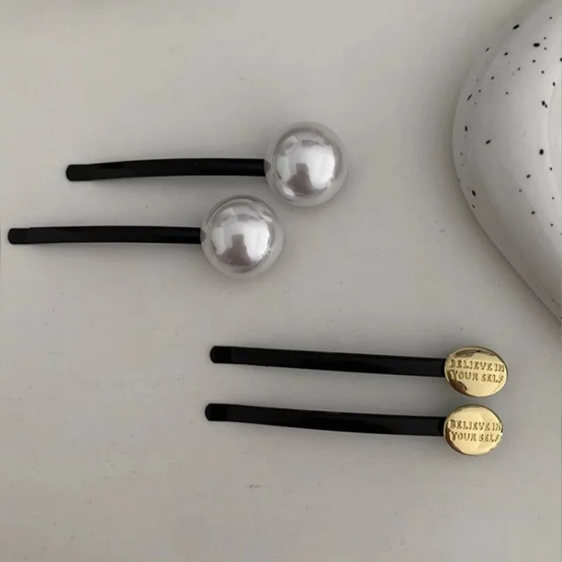 Korean Style Simple New Hair Clip Bar Shaped Clip Women's Bang Clip Back Head Hairware Forehead Pearl Edge Clip Head Clip