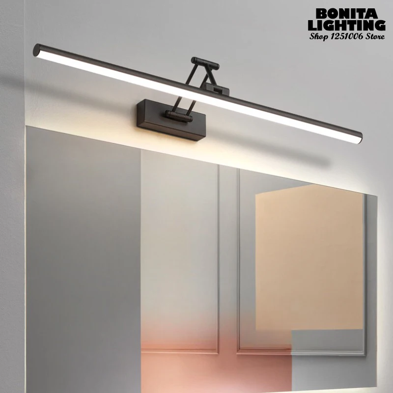 

Nordic Minimalist Mirror Headlights Foldable Bathroom Wall Lights Tri Color Dimming Gallery Dresser LED Mirror Cabinet Lighting