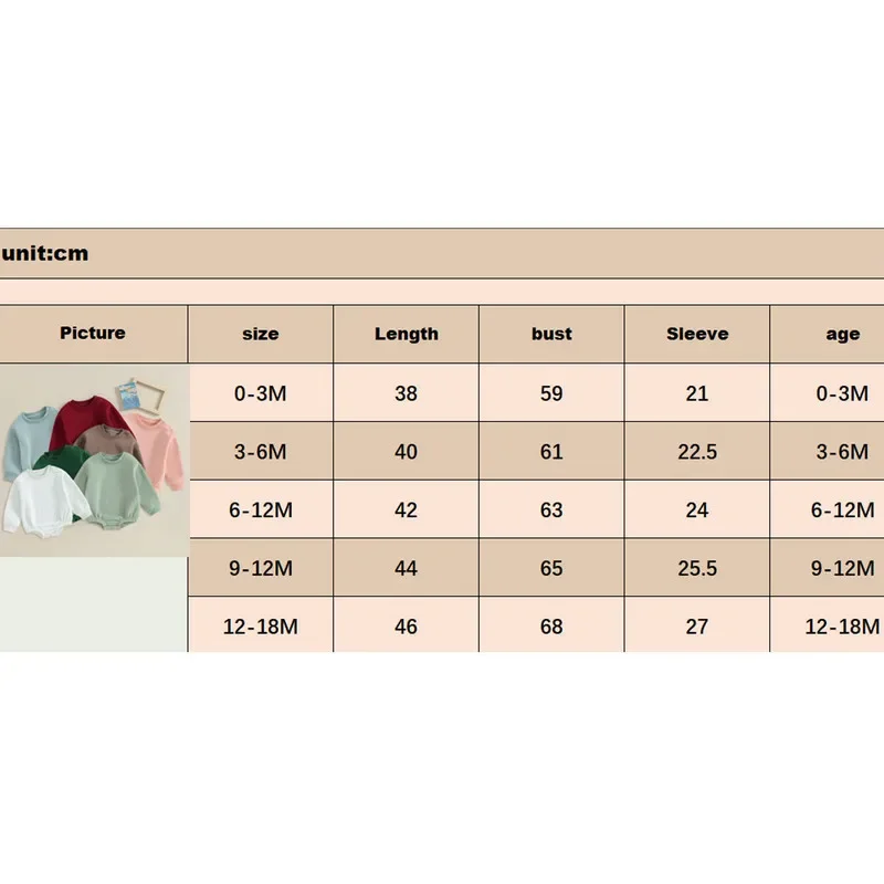 Newborn Baby Girl Boy Bodysuit Spring Autumn Clothes Long Sleeve Solid Color Casual Jumpsuit for Kids Infant Clothing