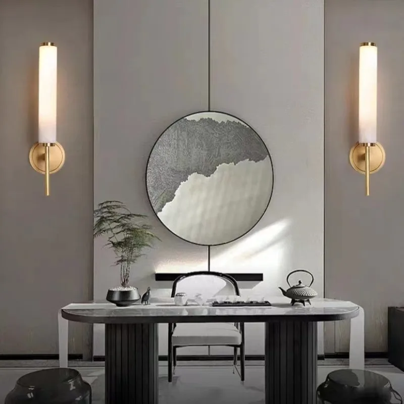 

Postmodern Minimalist Wall Lamps Double-headed Natural Marble LED Wall Sconces Living Room Corridor Bedroom Home Adorn Fixtures