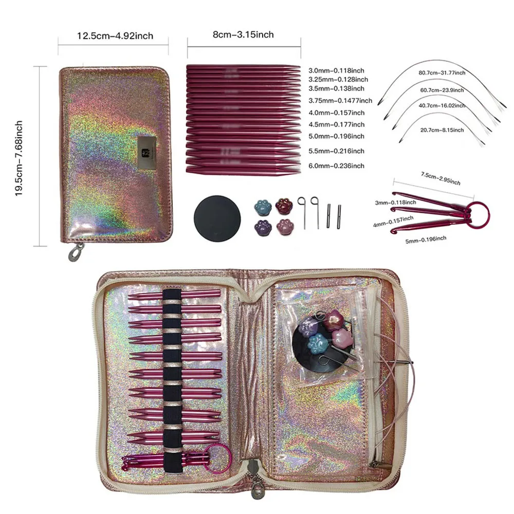 

Сменные круглые инструменты для вязания, швейный рукав, воротник, игла 8 см, 3,0-6,0 мм, набор съемных кольцевых игл, подарок для вязателей