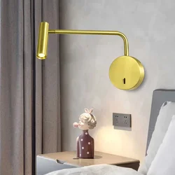 Modern LED Wall Lamps Rotation Home Indoor Decor For Bedroom Switch LED 3W Reading Light Bedside Indoor bed lamp headboard