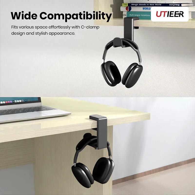 No Punch Table Clip Hook Headphone Holder 360 Degree Rotating Headphone Holder Miscellaneous Storage Hanging