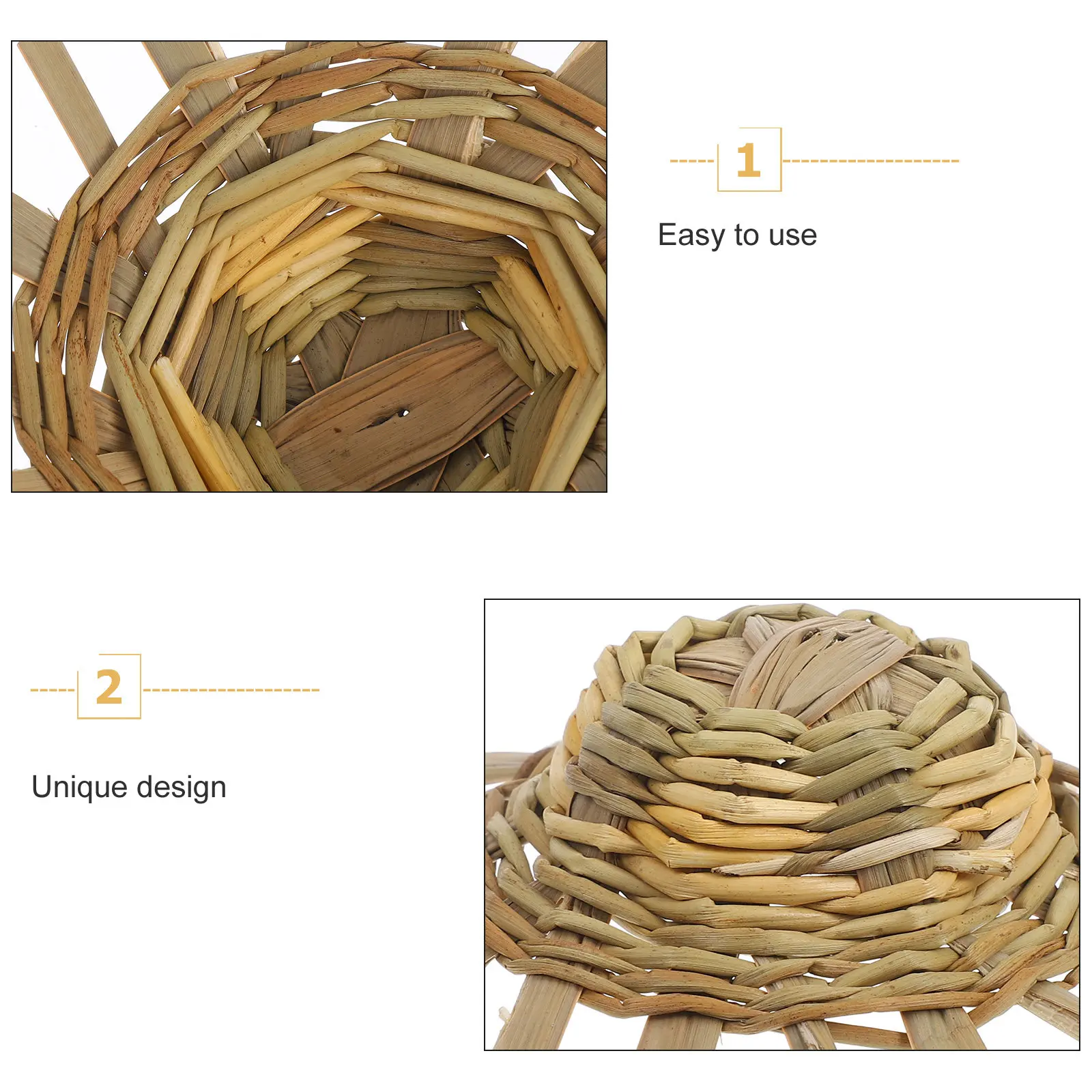 5 Chapéus de Palha Mini Rústicos Artesanais Amarelo Claro Natural Diâmetro Externo 8-9cm para Decoração DIY de Festas, Animais de Estimação e Praia de Verão