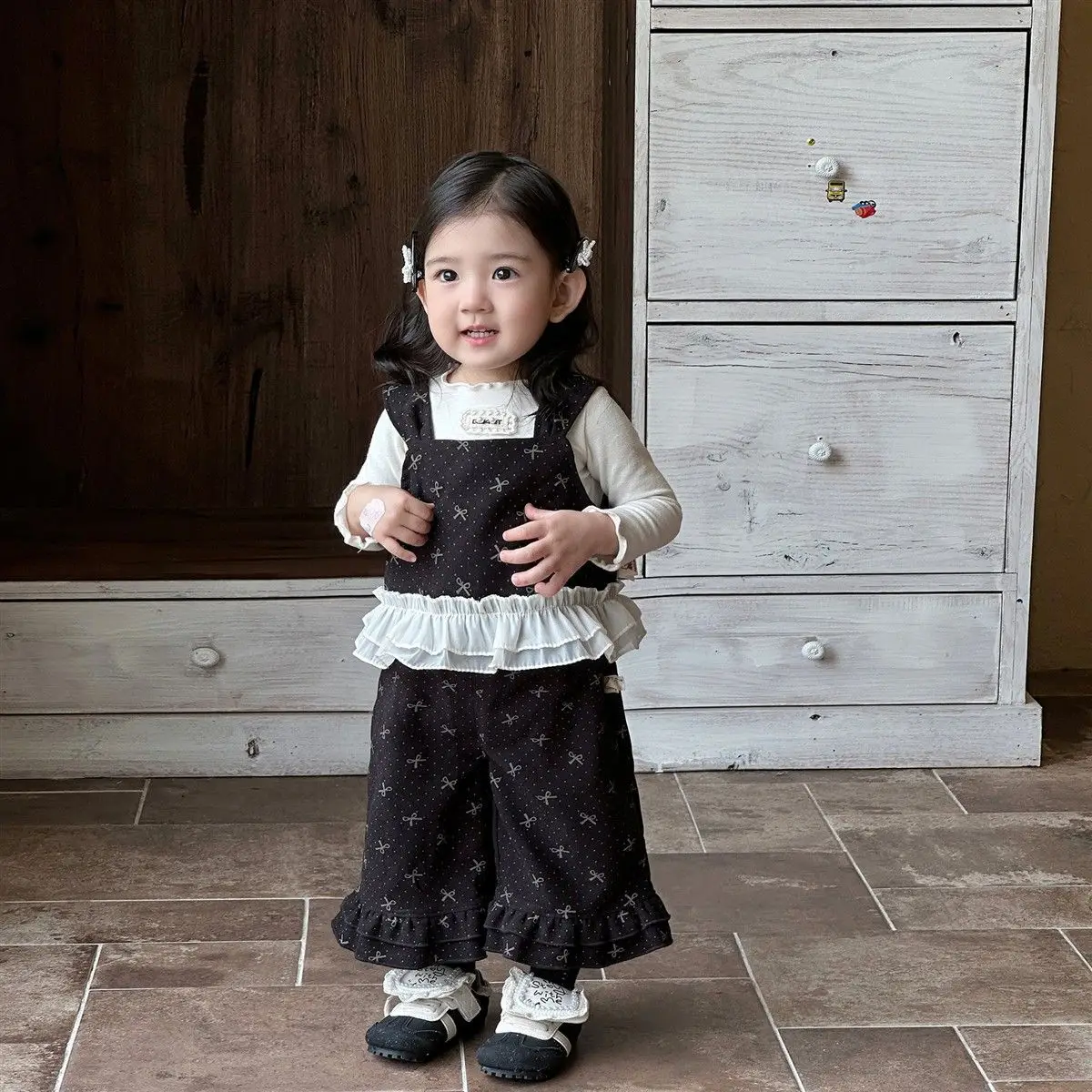 Girls Set Cute Vest Suspender Wide Leg Pants Treasure Early Autumn Outfit
