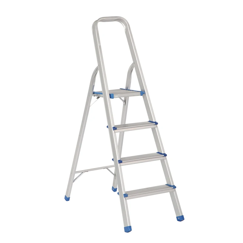 custom.4 Step Foldable Household Step Ladder Folding Ladders Portable EN131 Silver OEM Hotel Stairs Aluminum Home
