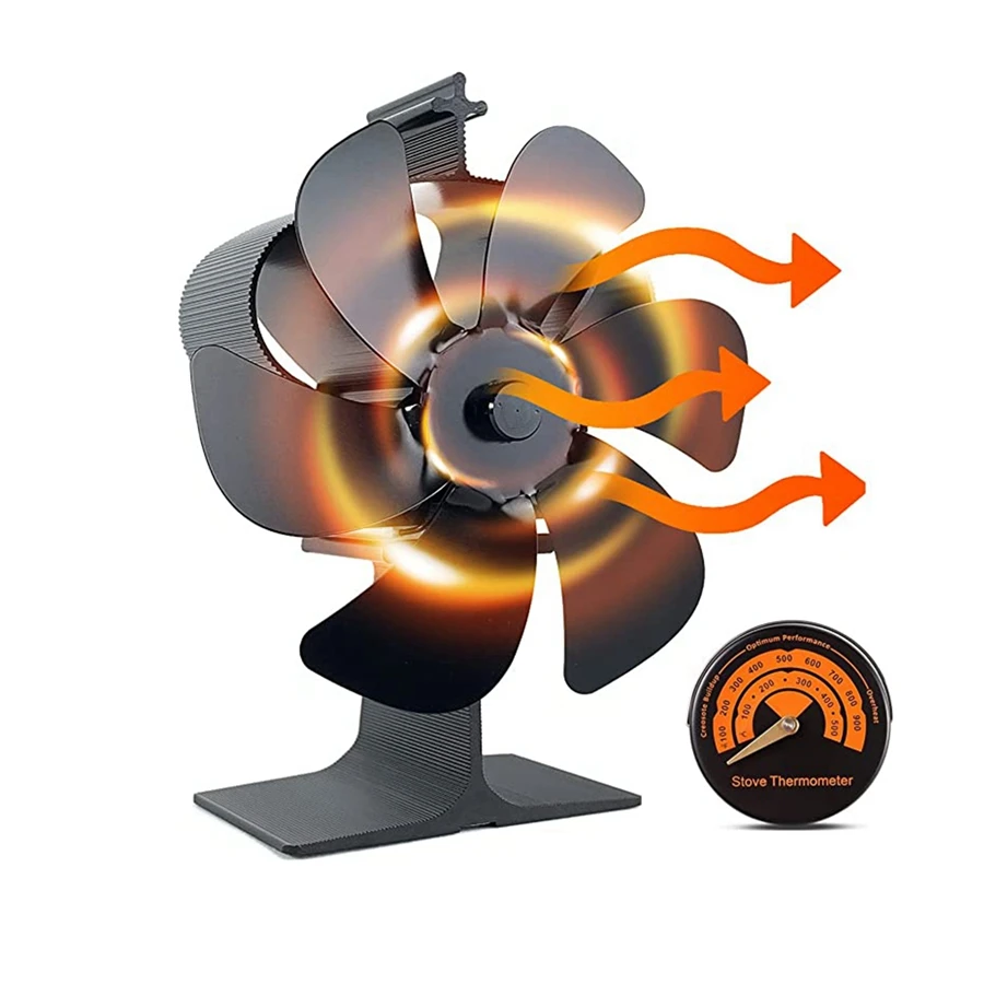 

6 Blade Heat Powered Stove Fan Mini Fireplace Fan Log Wood Burner Eco-fan Quiet Fireplace Fan Heater Efficient Heat Distribution