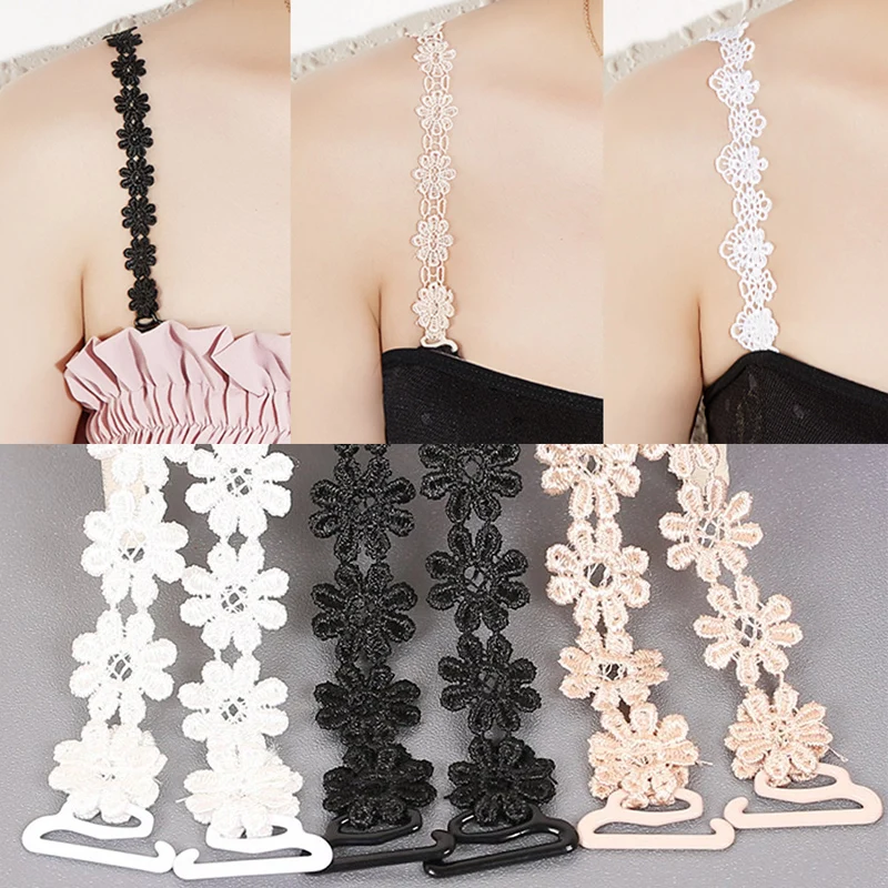 Sexy Plastic Buckle Bra Straps Belt Shoulder Women's Elastic Transparent Lace Flower Adjustable Intimates Women Accessories