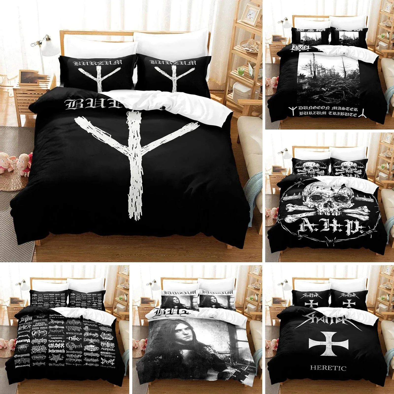 

3D Printed Burzum Bedding Set Duvet Cover Bed Set Quilt Cover Pillowcase Comforter king Queen Size Boys Adult Bedding Set