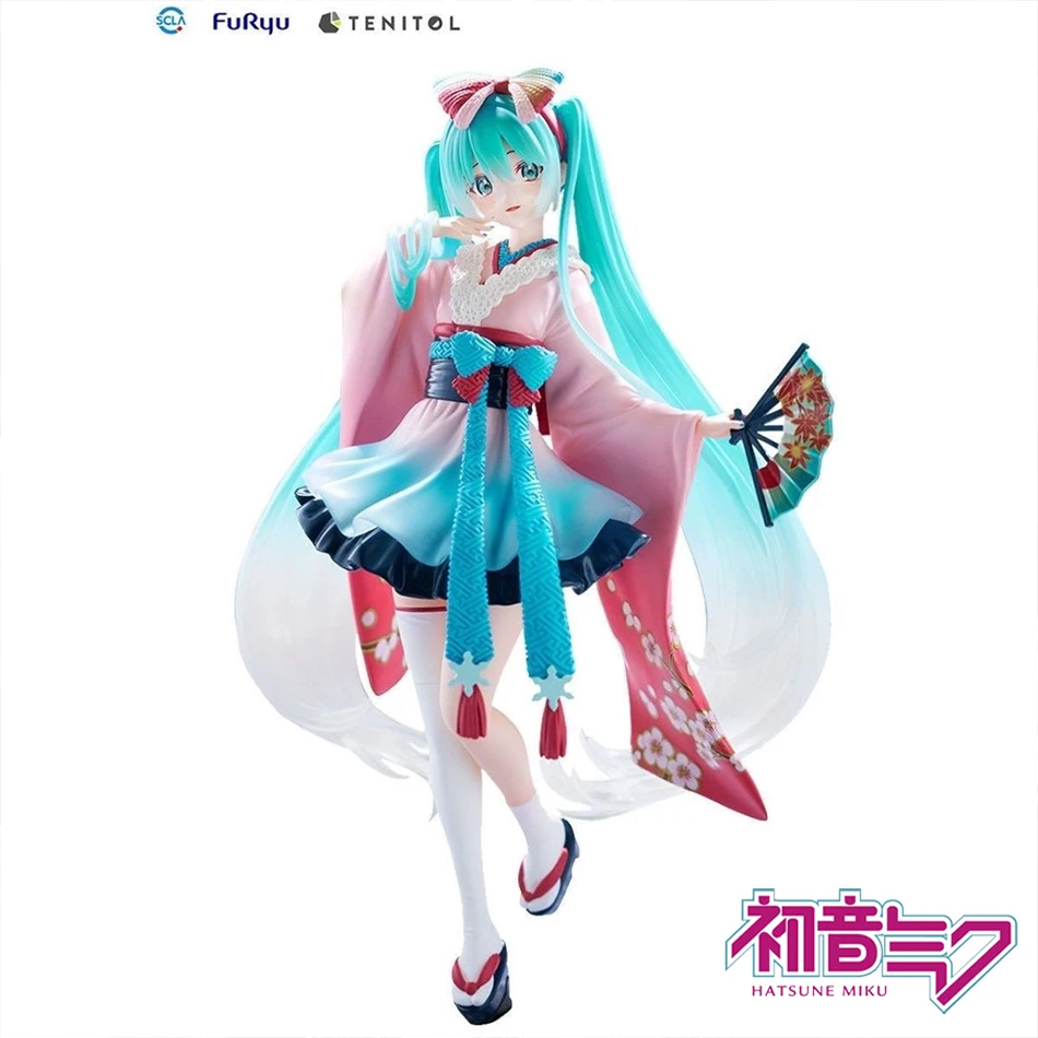 In stock Original Genuine FuRyu TENITOL Hatsune Miku (Kimono) Action Figure PVC Anime Model Collectible Toys Birthday Gifts