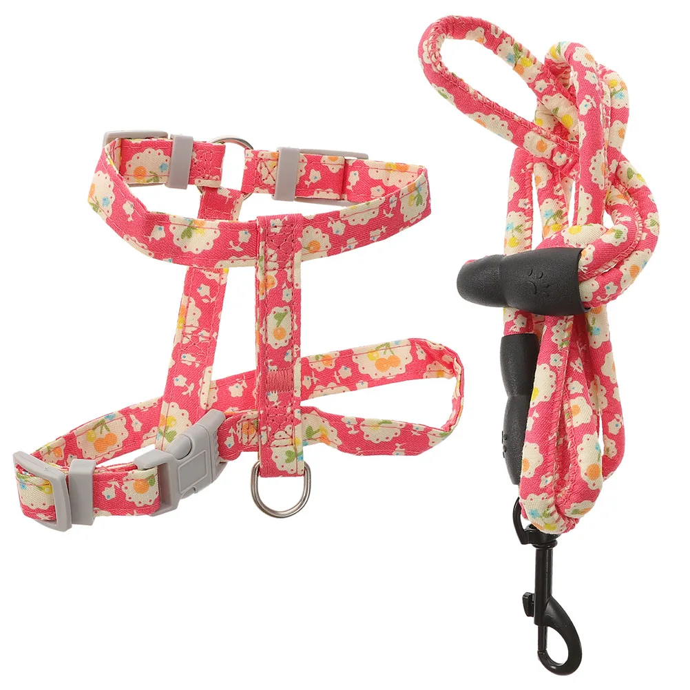 

Adjustable Cat Dog Leash Escape Proof Harness M Size Red Flower Pet Walking Rope Safety Belt Long Lasting Without Damage
