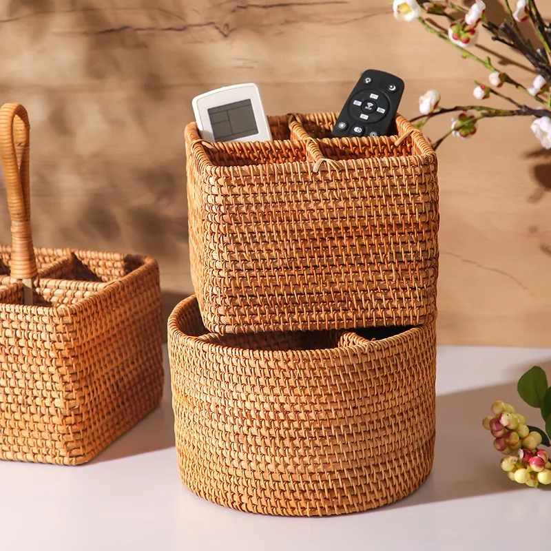 

Nordic Rattan Weaving Storage Basket Portable Four-compartment Creative Fruit Basket Household Storage Box Home Decoration