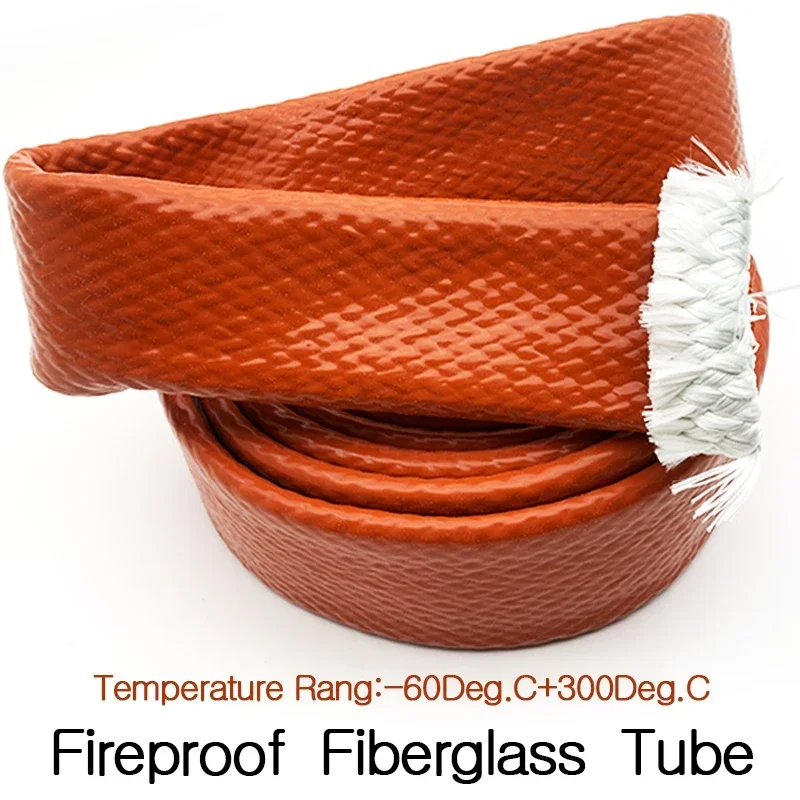 2M Dia 50~110mm High Temperature Resistant Fiberglass Tube Silicone Resin Coated Glass Fiber Braided Fireproof Sleeving