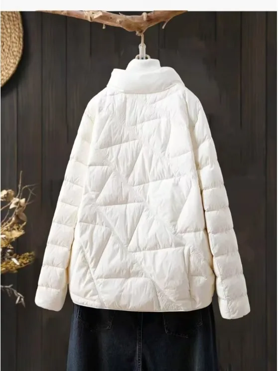 معطف نسائي كوري خفيف الوزن من Faionable معطف شتوي دافئ وفضفاض ملابس خارجية طويلة Sve بياقة واقفة Du d... #3