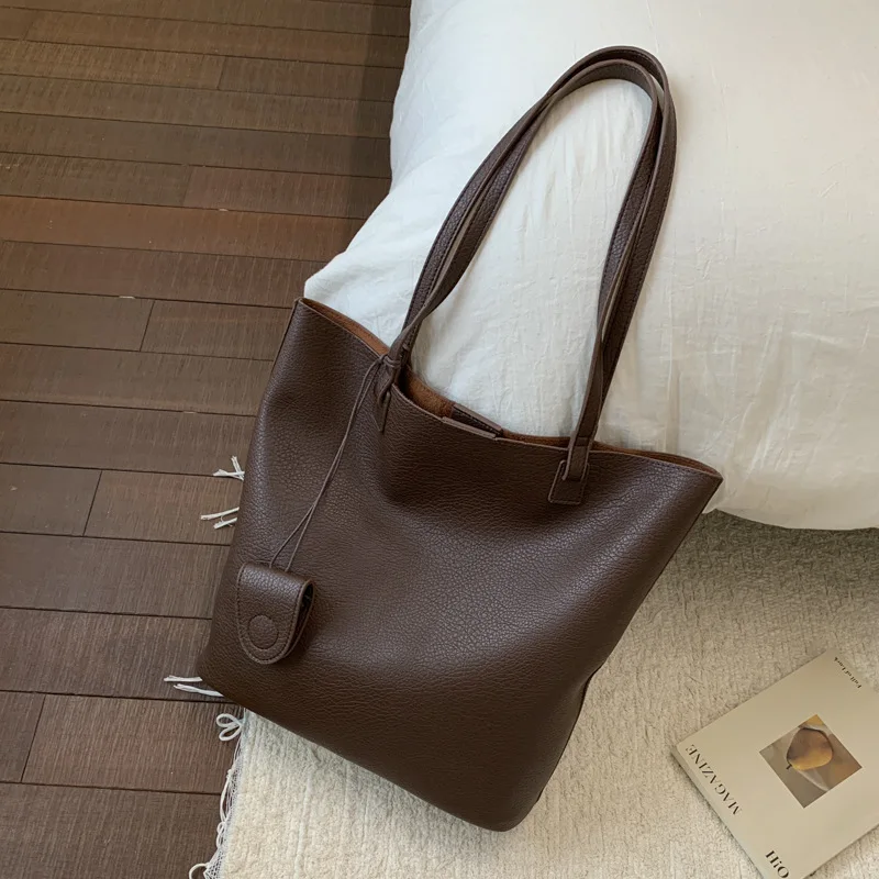 

Сумка-ведро из текстурированной кожи 2025 года, повседневная женская сумка через плечо, шикарная сумка через плечо, модная сумка «день-ночь», минималистский стиль