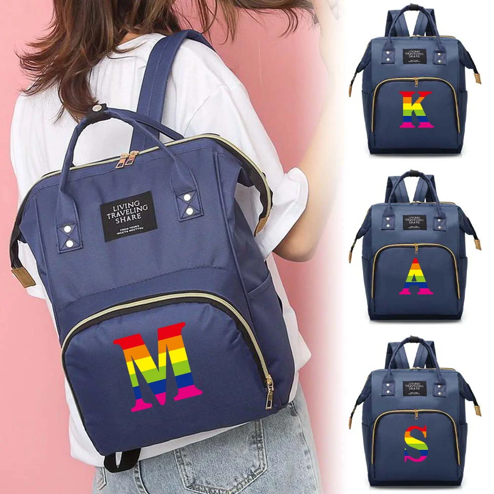 

Large Capacity Mommy Backpack Baby Bottle Nursing Bags Rainbow Series Diaper Bag Travel Essentials Nappy Organize