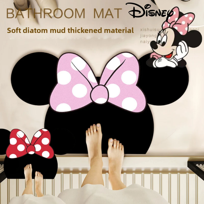Alfombra de suelo de puerta suave antideslizante de secado rápido, absorbente de diatomeas, para el hogar, dormitorio, Minnie Girls, dibujos animados nuevos