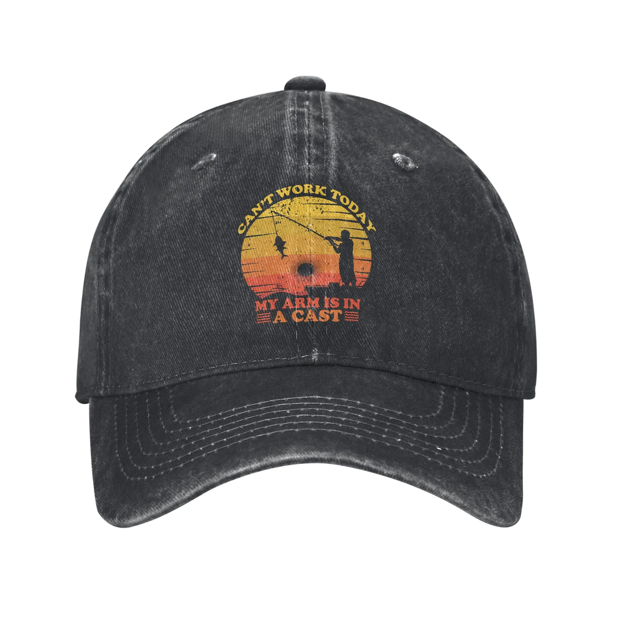 Can't Work Today My Arm is in A Cast Baseball Cap Women Men Adjustable Unisex Funny Bass Fisher Fishing Dad Hat Spring