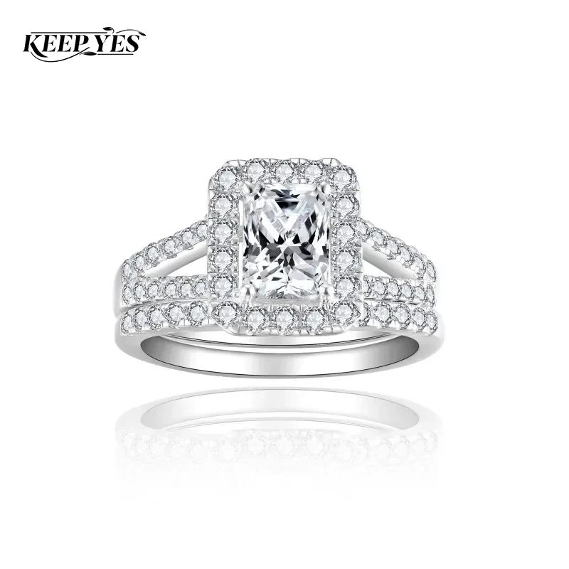 

Кольцо KEEP YES 5*7 мм с муассанитом 1 карат (изумрудная/радиантная огранка) для женщин, из стерлингового серебра 925 пробы, с сертификатом GRA, обручальное кольцо с бриллиантом