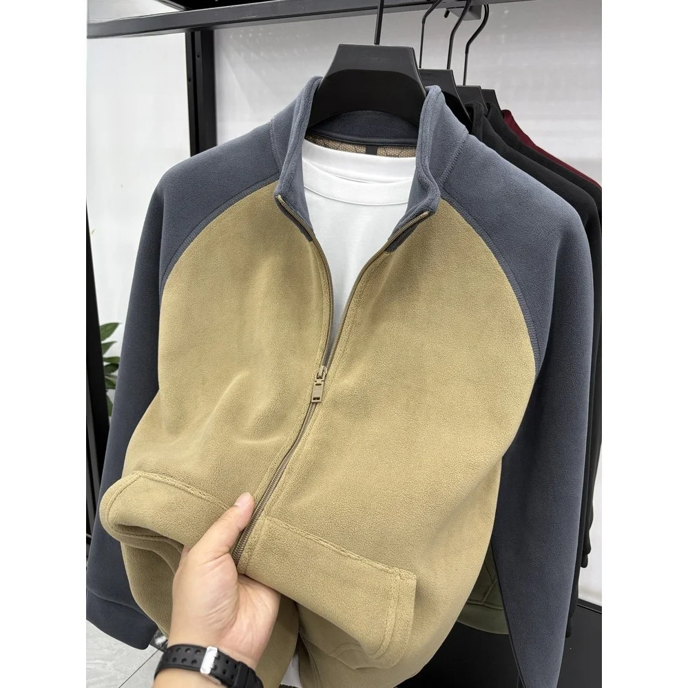 

Men's Thiened Fce Sweatirt Autumn Winter Thiened Jaet oulder Sve Insertion Stand Collar Trendy Faion Urban ...